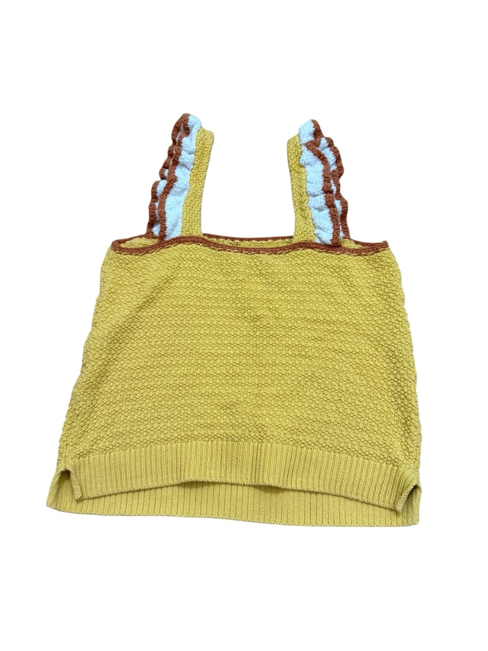 Madewell Yellow Knit Tank with Brown and White Straps